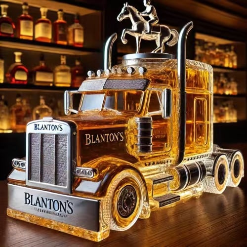 Whiskey Decanter Semi-Truck Shaped Glass Bottle with Dual Exhaust Details - Image 5