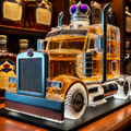 Whiskey Decanter with Semi Truck Design and Chrome Accents Personalized Liquor Set - Image 1
