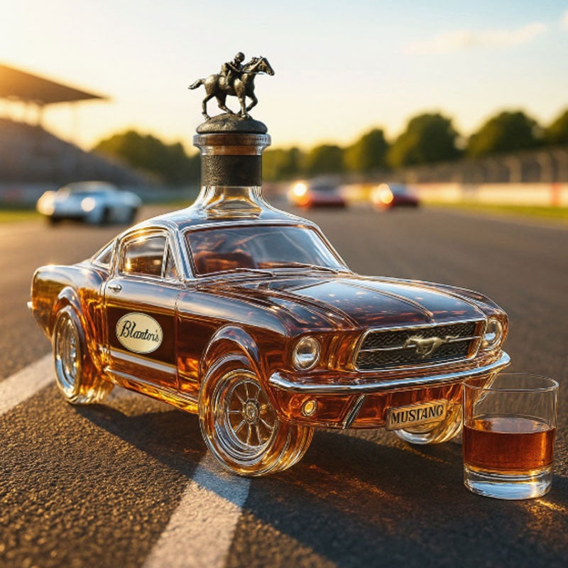 Whiskey Decanter with Sports Car Silhouette and Decorative Stopper - Image 1