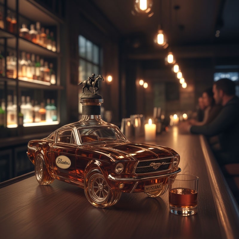 Whiskey Decanter with Sports Car Silhouette and Decorative Stopper - Image 2