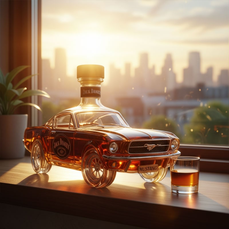 Whiskey Decanter with Sports Car Silhouette and Decorative Stopper - Image 4