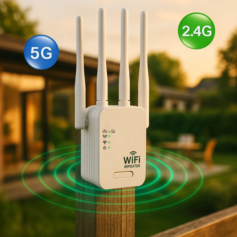 WIFI Extender with Dual Band Signal Booster and Four Antennas for Long Range Coverage - Image 1