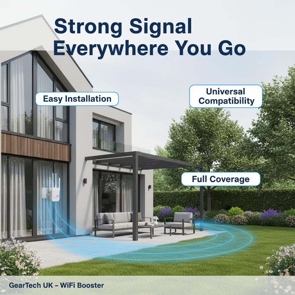 WIFI Extender with Dual Band Signal Booster and Four Antennas for Long Range Coverage - Image 2