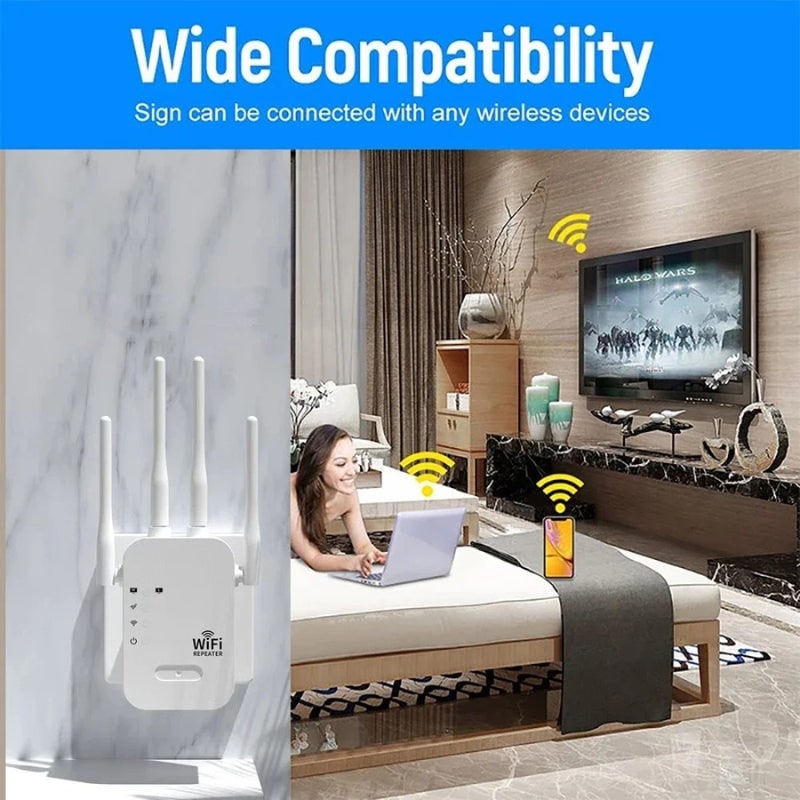 WIFI Extender with Dual Band Signal Booster and Four Antennas for Long Range Coverage - Image 4