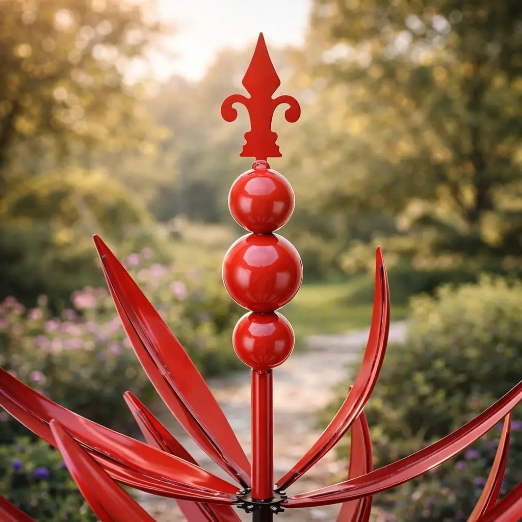 Wind Spinner Garden Stake with Lotus Flower Design and 360 Degree Rotation - Image 5
