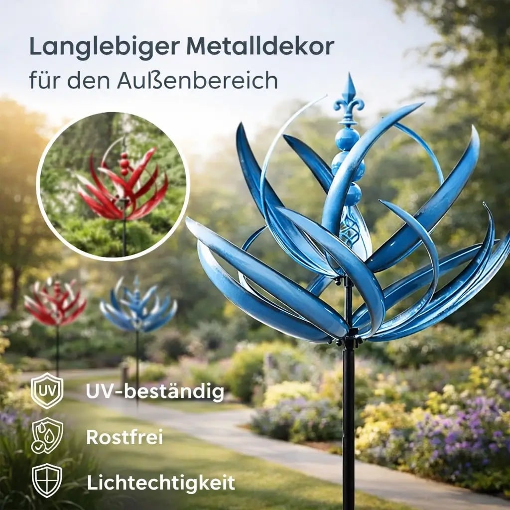 Wind Spinner Garden Stake with Lotus Flower Design and 360 Degree Rotation - Image 6