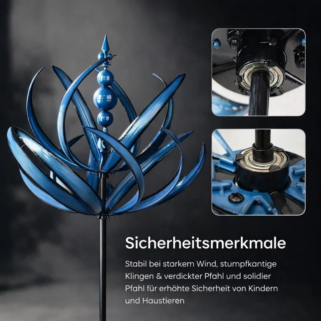 Wind Spinner Garden Stake with Lotus Flower Design and 360 Degree Rotation - Image 9