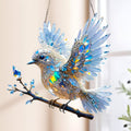 Window Suncatcher with Stained Glass Bluebird Design and Crystal Prism Accents - Image 1