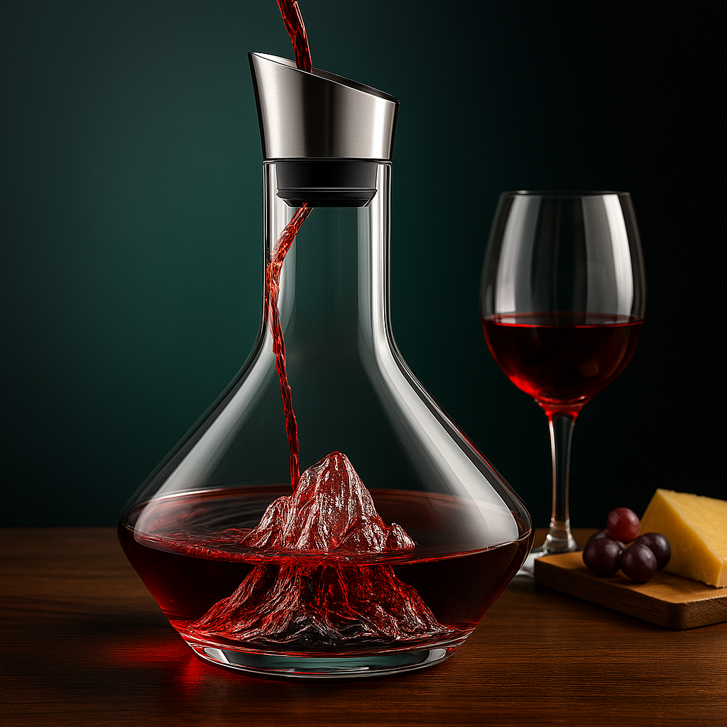 Wine Decanter with Aerator and Mountain Glacier Design 1500ml Crystal Glass Carafe - Image 1