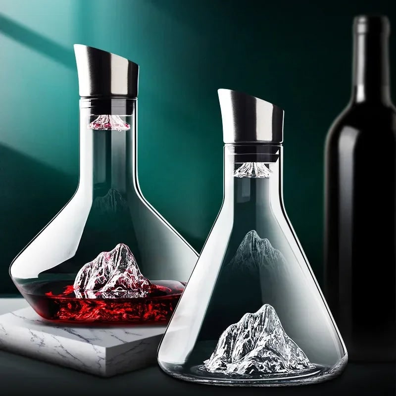 Wine Decanter with Aerator and Mountain Glacier Design 1500ml Crystal Glass Carafe - Image 2