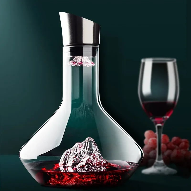 Wine Decanter with Aerator and Mountain Glacier Design 1500ml Crystal Glass Carafe - Image 5