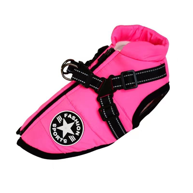 Winter Dog Jacket with Integrated Harness Waterproof Padded Puffer Vest and Reflective Straps - Image 2