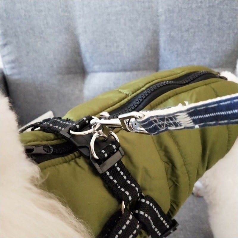 Winter Dog Jacket with Integrated Harness Waterproof Padded Puffer Vest and Reflective Straps - Image 4