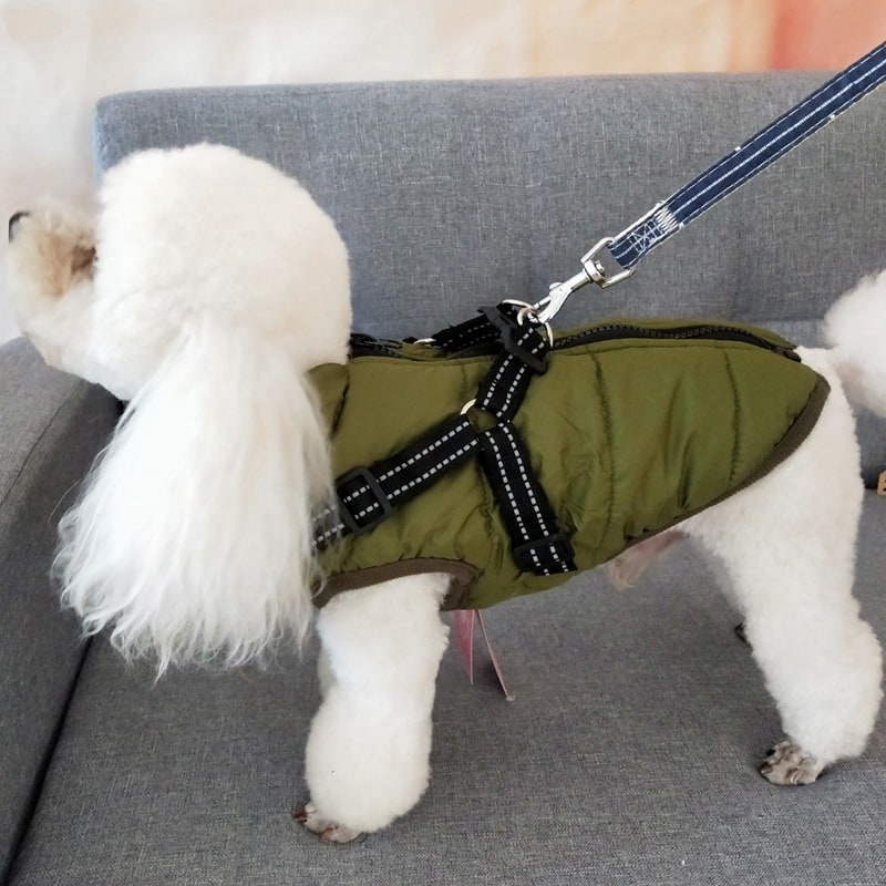 Winter Dog Jacket with Integrated Harness Waterproof Padded Puffer Vest and Reflective Straps - Image 6
