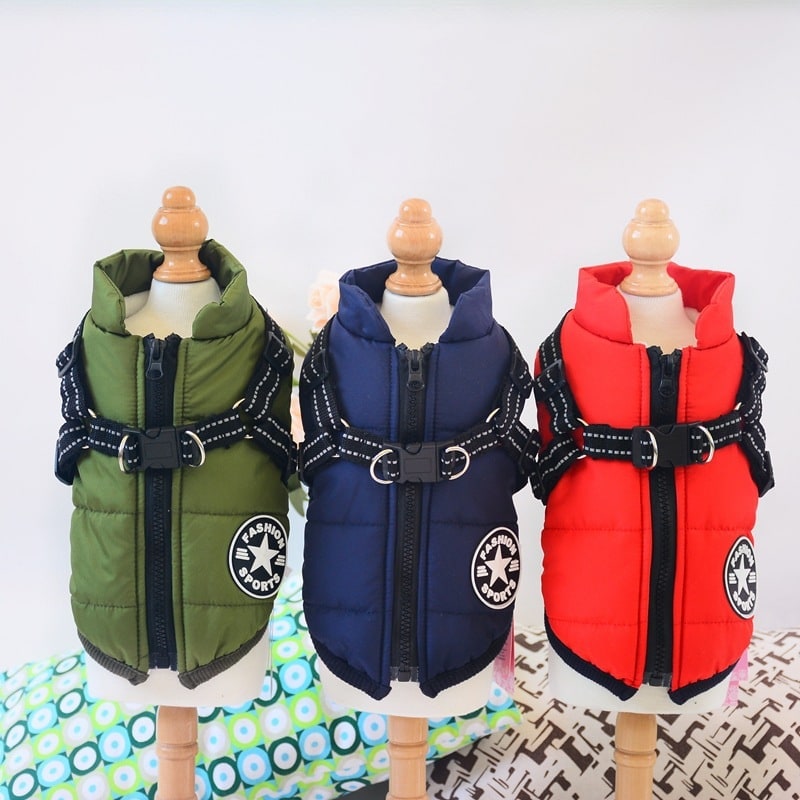 Winter Dog Jacket with Integrated Harness Waterproof Padded Puffer Vest and Reflective Straps - Image 7