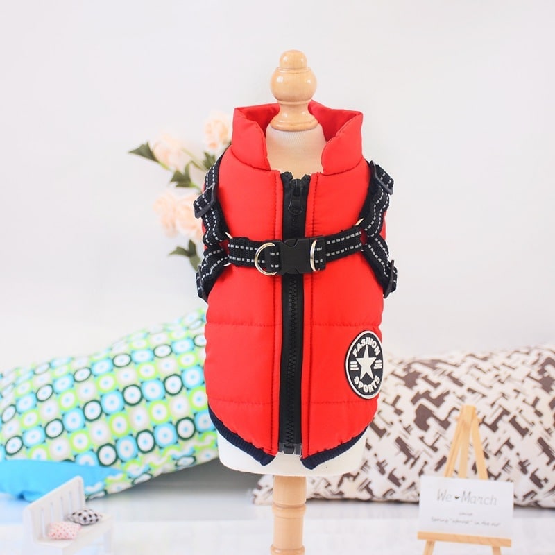 Winter Dog Jacket with Integrated Harness Waterproof Padded Puffer Vest and Reflective Straps - Image 9