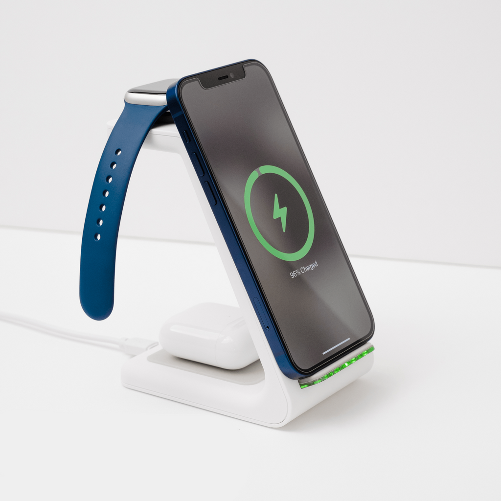 Wireless Charging Station for Phone Watch and Earbuds with Fast and Angled Stand - Image 1