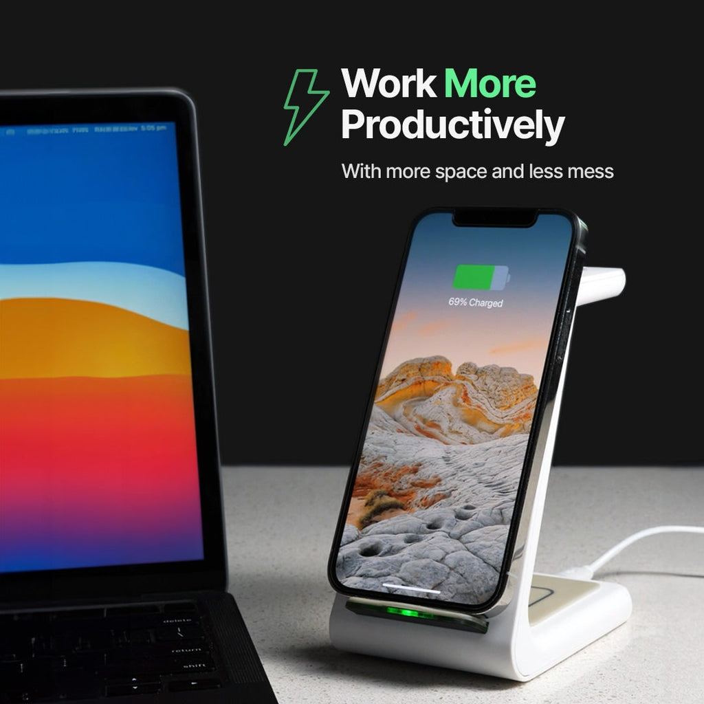 Wireless Charging Station for Phone Watch and Earbuds with Fast and Angled Stand - Image 4