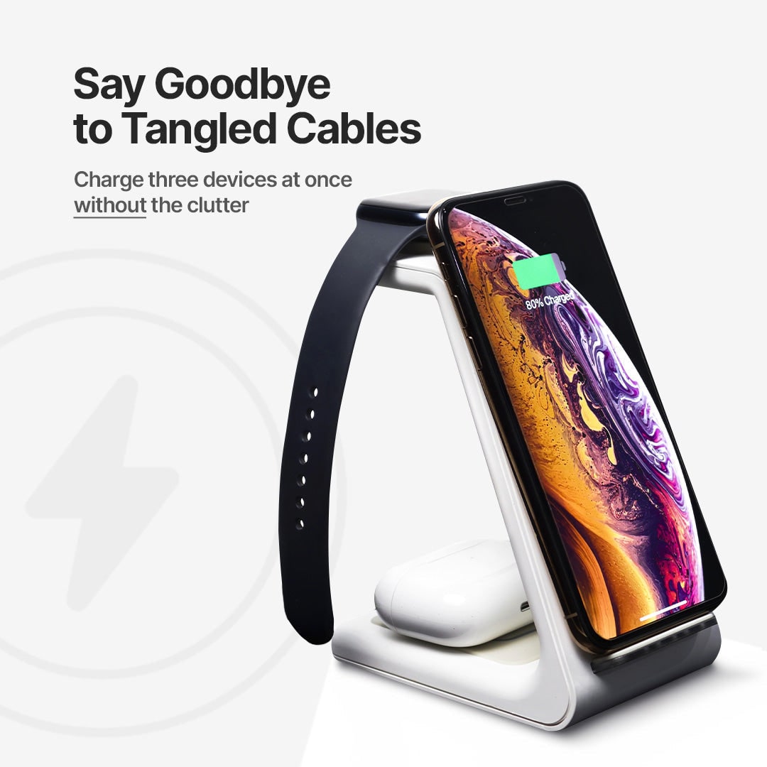 Wireless Charging Station for Phone Watch and Earbuds with Fast and Angled Stand - Image 9