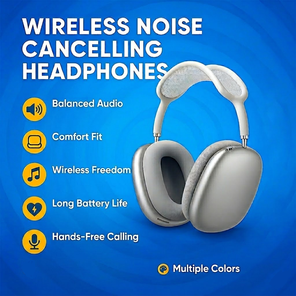 Wireless Over Ear Headphones with Bluetooth Adjustable Headband and Long Battery Life - Image 4