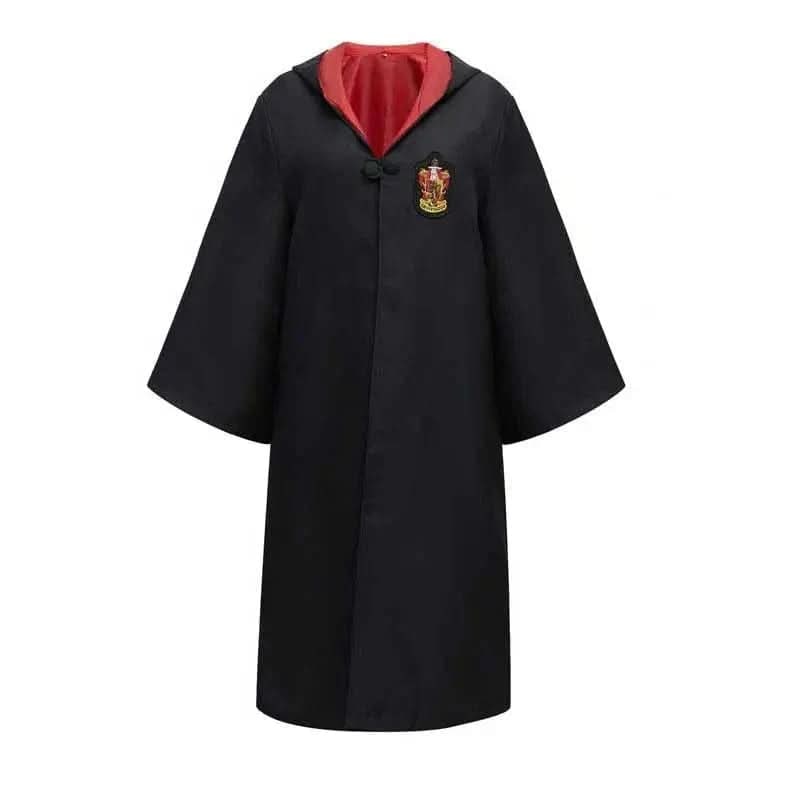 Wizard Robe Hooded Costume with Embroidered Crest and Wide Flared Sleeves - Image 2