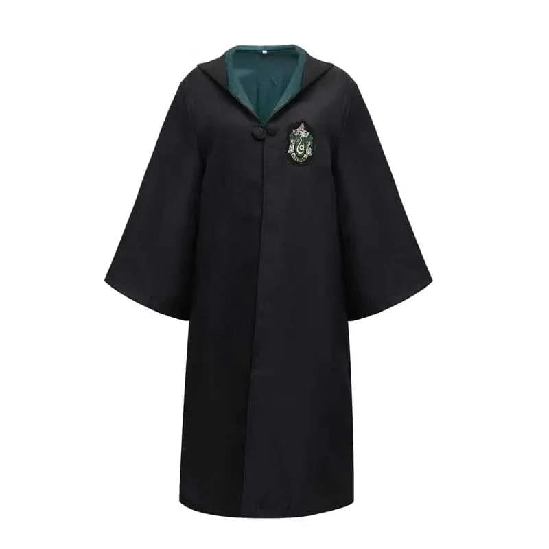 Wizard Robe Hooded Costume with Embroidered Crest and Wide Flared Sleeves - Image 3