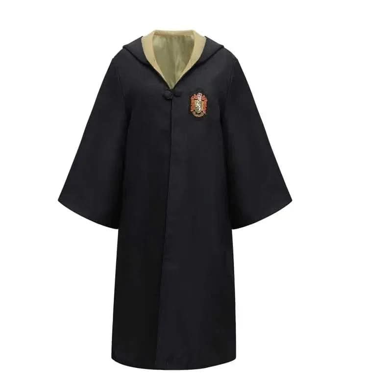 Wizard Robe Hooded Costume with Embroidered Crest and Wide Flared Sleeves - Image 4