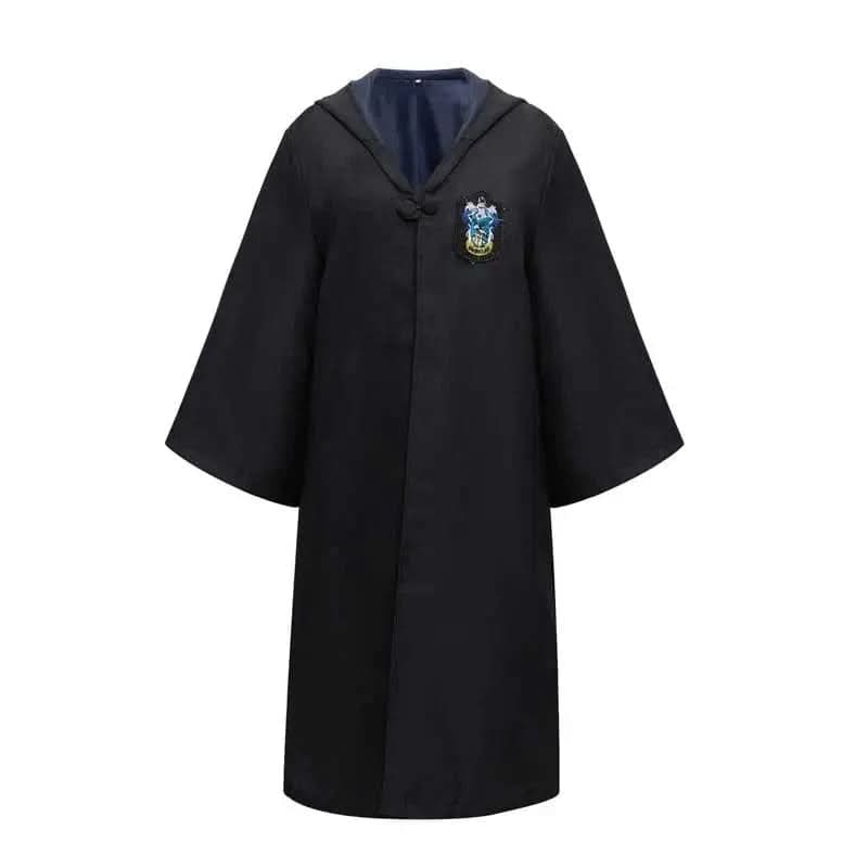 Wizard Robe Hooded Costume with Embroidered Crest and Wide Flared Sleeves - Image 5