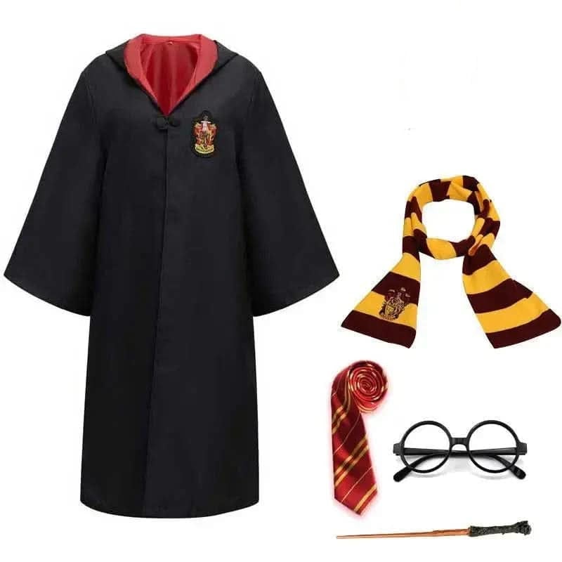 Wizard Robe Hooded Costume with Embroidered Crest and Wide Flared Sleeves - Image 7