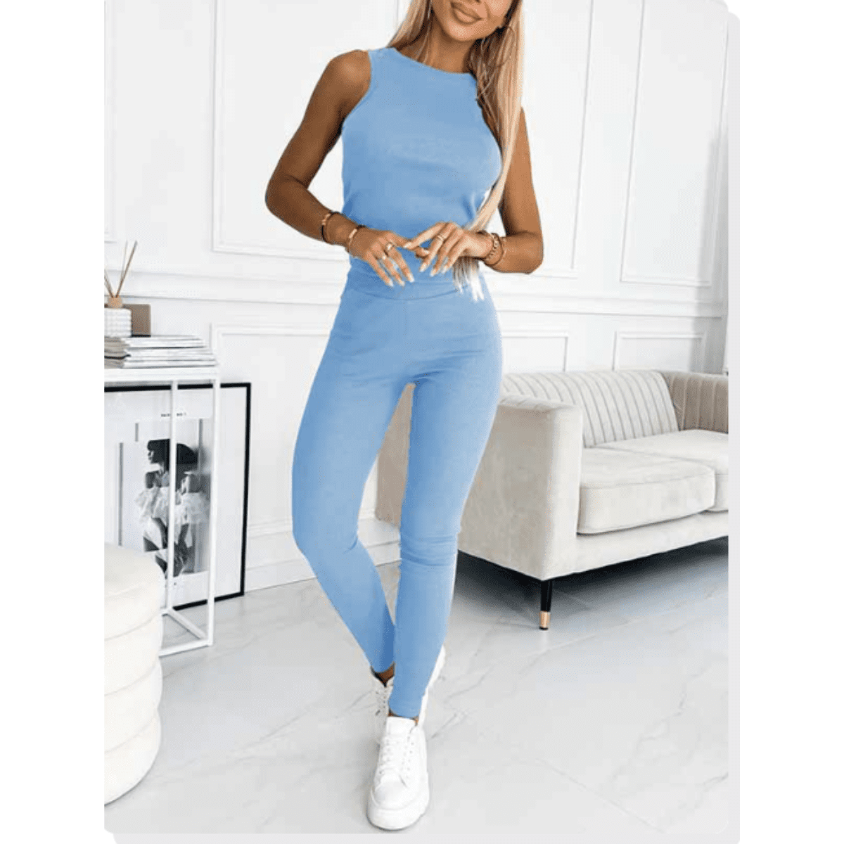 Women's 3 Piece Loungewear Set Tracksuit with Oversized Hoodie and Leggings - Image 2