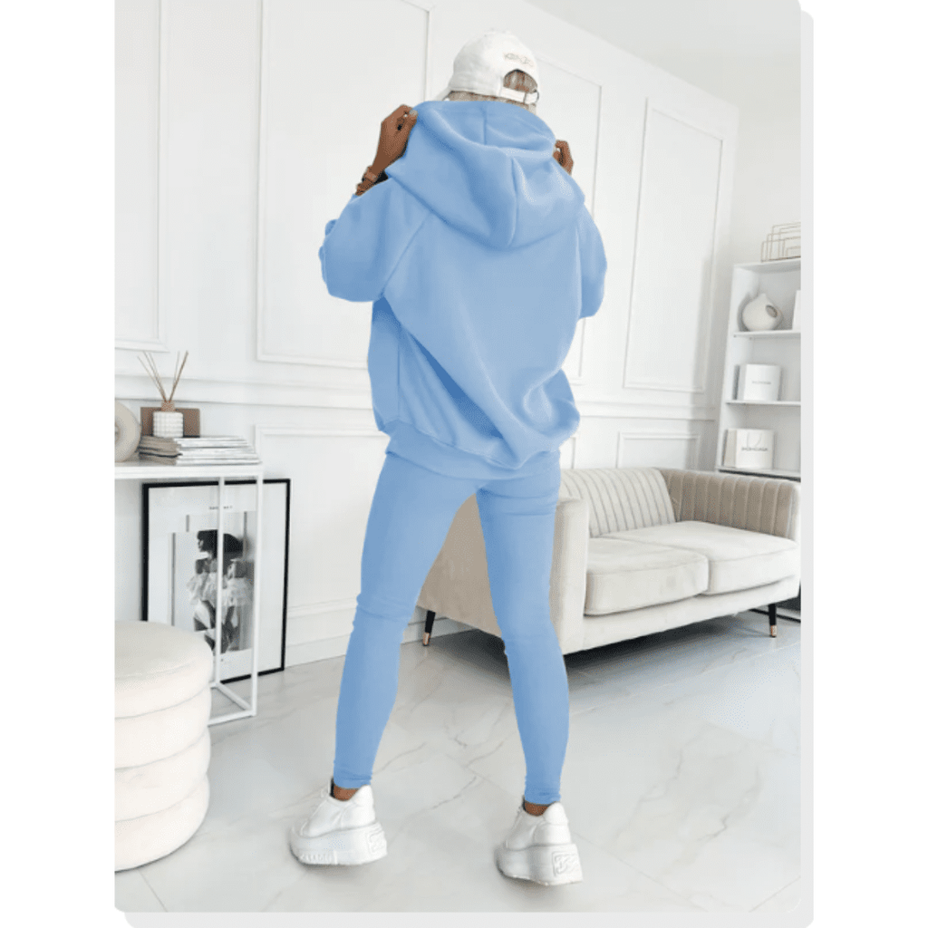 Women's 3 Piece Loungewear Set Tracksuit with Oversized Hoodie and Leggings - Image 3