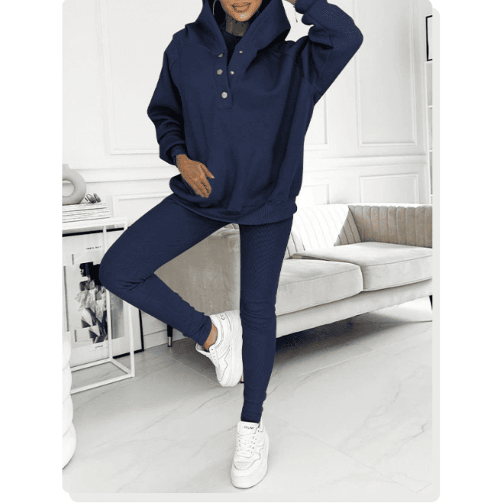 Women's 3 Piece Loungewear Set Tracksuit with Oversized Hoodie and Leggings - Image 7