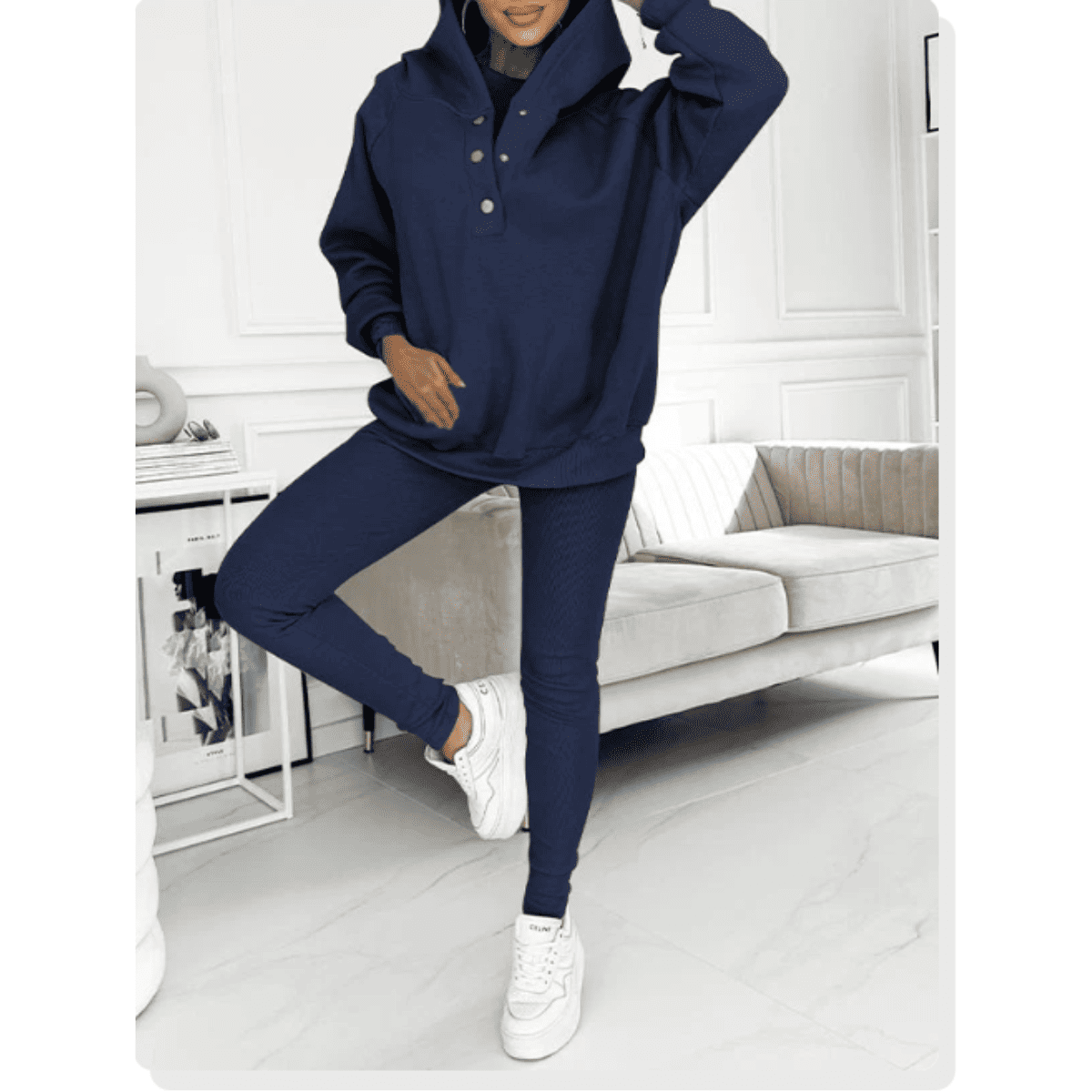 Women's 3 Piece Loungewear Set Tracksuit with Oversized Hoodie and Leggings - Image 7
