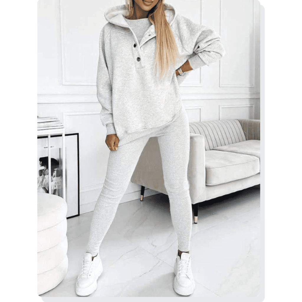 Women's 3 Piece Loungewear Set Tracksuit with Oversized Hoodie and Leggings - Image 9
