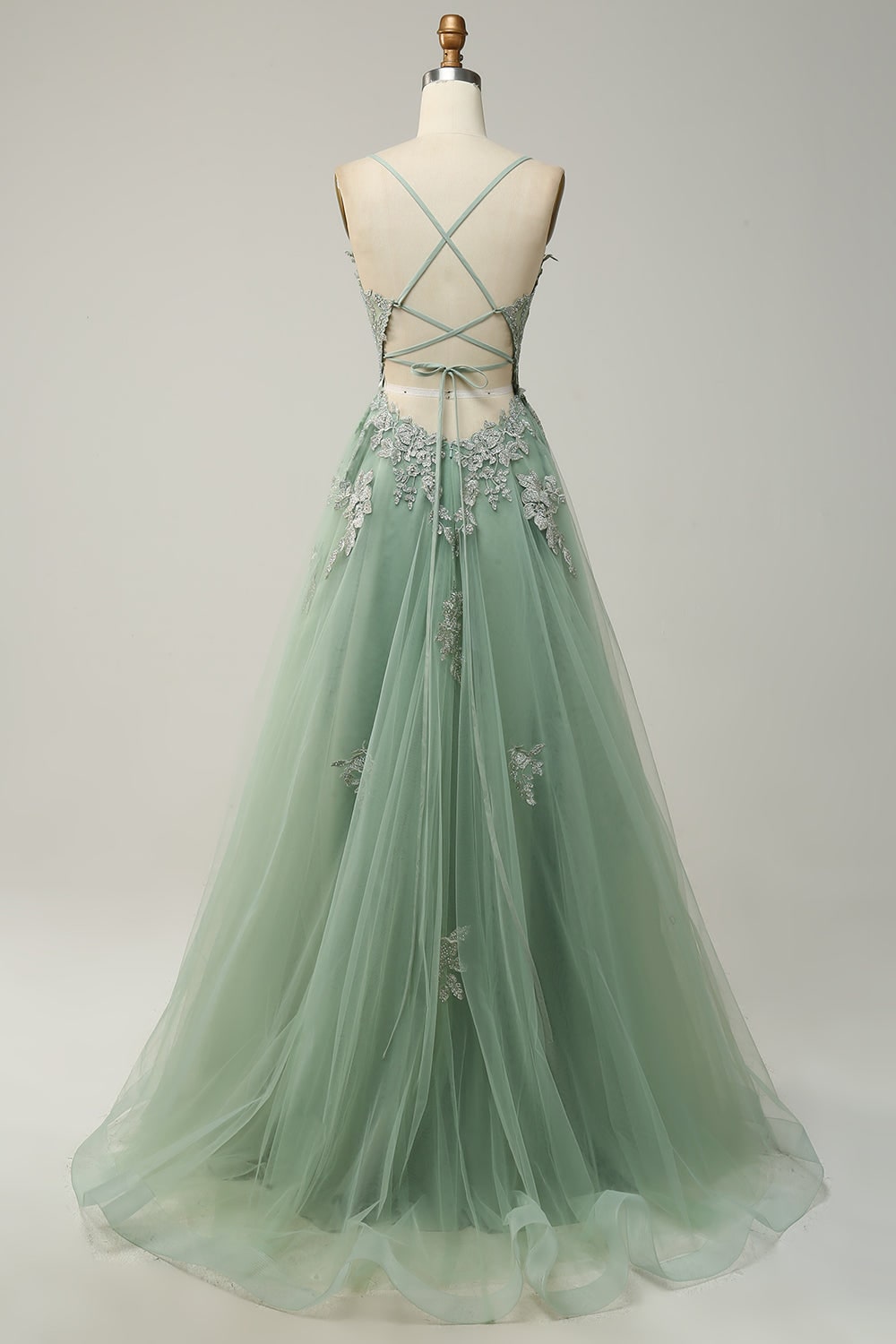 Women's A-Line Formal Long Prom Dress | Lace-Up Back Slit - Image 10
