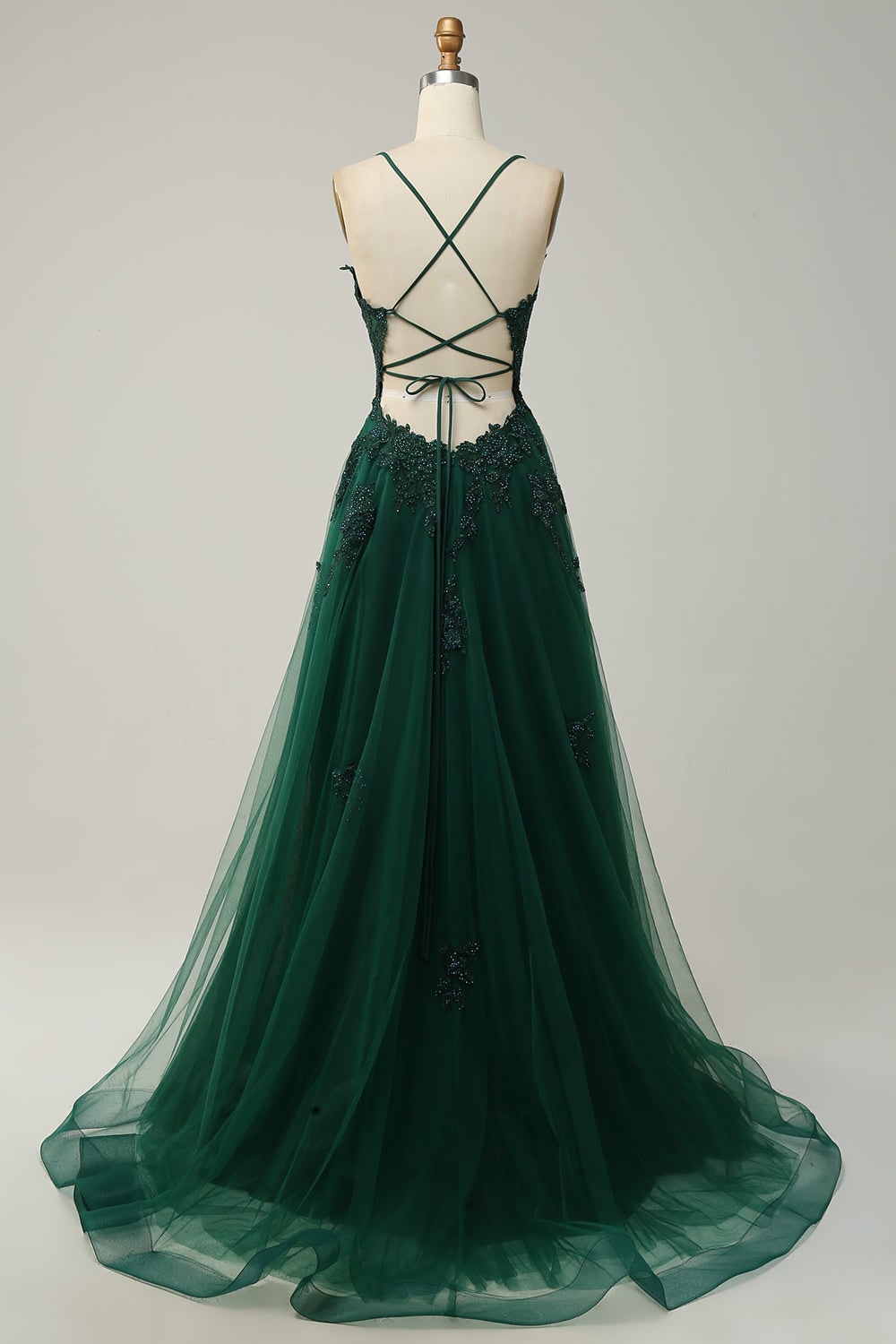 Women's A-Line Formal Long Prom Dress | Lace-Up Back Slit - Image 2