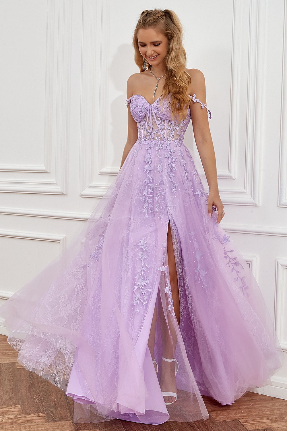 Women's A-Line Prom Dress Formal Evening Gown Sweetheart Neckline | Beaded Corset - Image 7