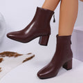 Women's Ankle Boots Block Heel Pointed Toe with Zipper Closure - Image 8