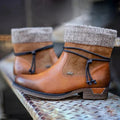Women's Ankle Boots Walking with Knit Collar and Back Zipper - Image 3