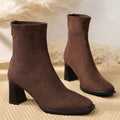 Women's Ankle Boots with Block Heel and Back Zipper Walking Short - Image 6