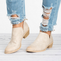 Women's Ankle Boots with Block Heel and Side Cutouts Faux Leather - Image 4