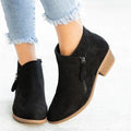 Women's Ankle Boots with Side Zipper and Low Block Heel Walking - Image 1