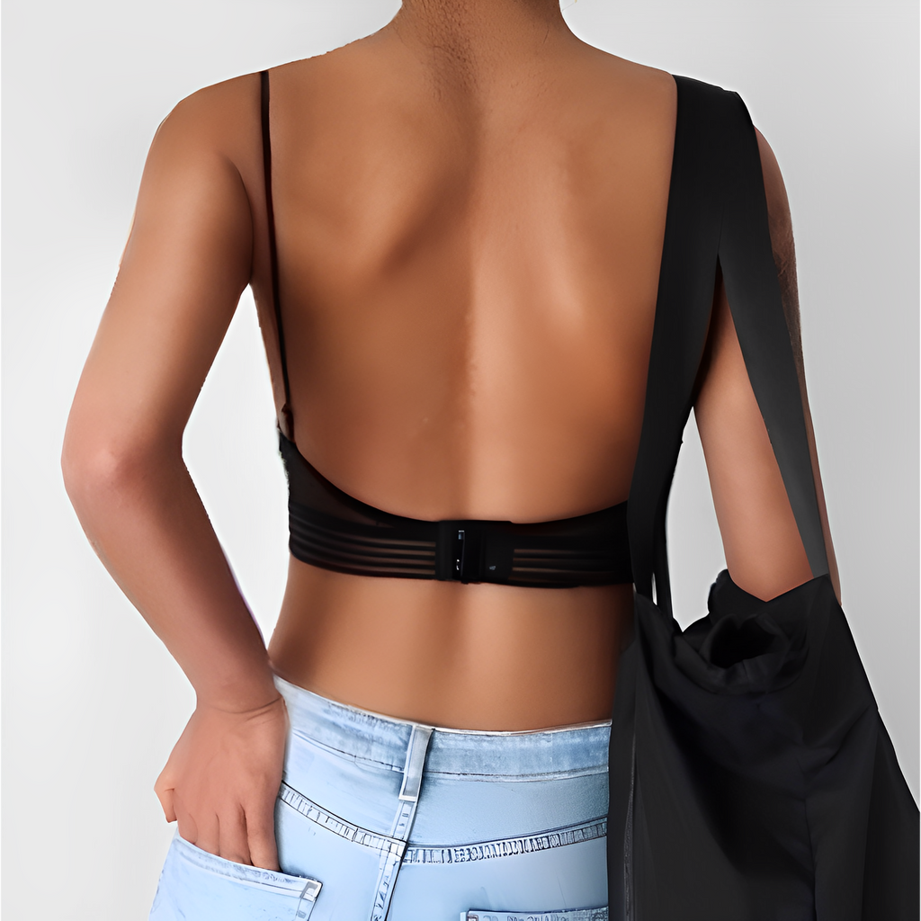Women's Backless Low Back Wireless Bralette Plunge | Hook and Eye - Image 1