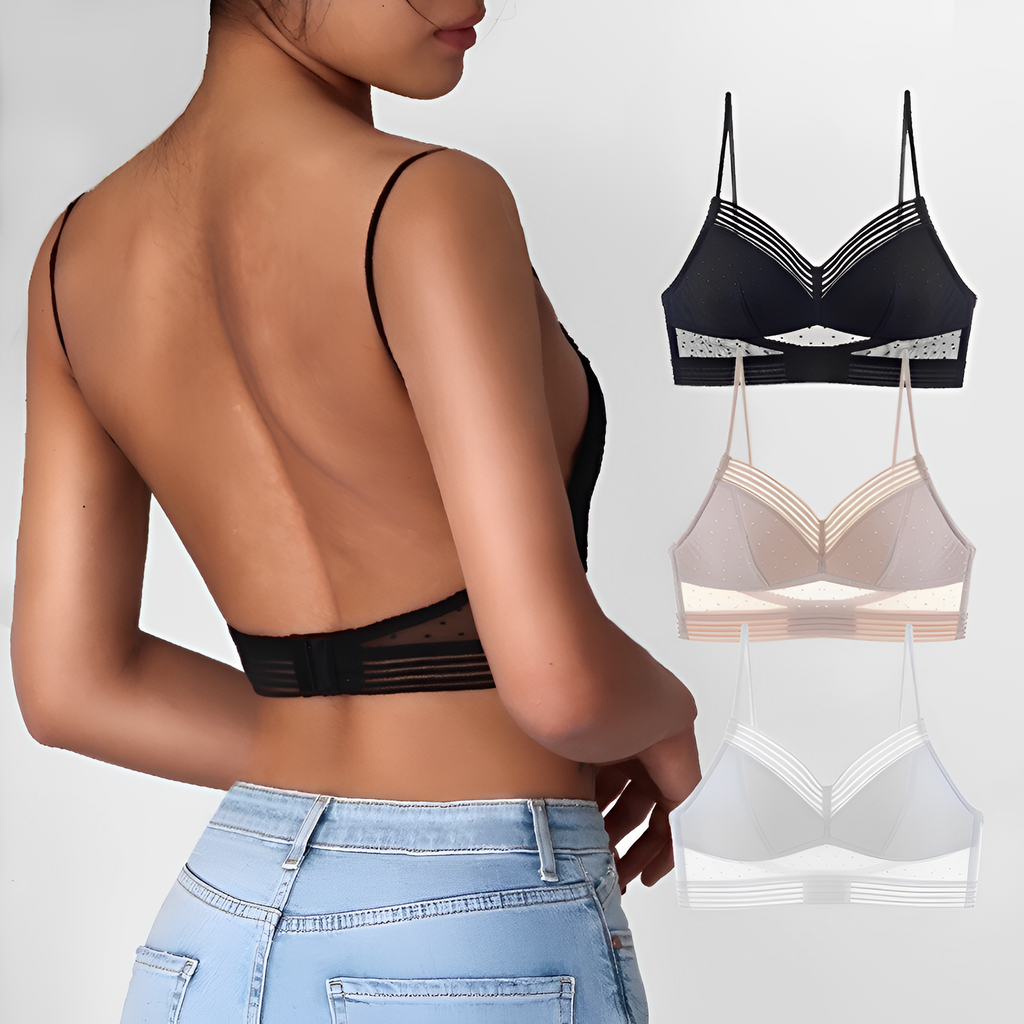 Women's Backless Low Back Wireless Bralette Plunge | Hook and Eye - Image 8