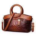 Women's Bags Leather Handbag with Crocodile Embossed Faux and Gold Hardware - Image 1
