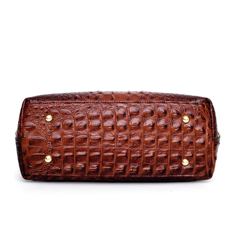 Women's Bags Leather Handbag with Crocodile Embossed Faux and Gold Hardware - Image 3