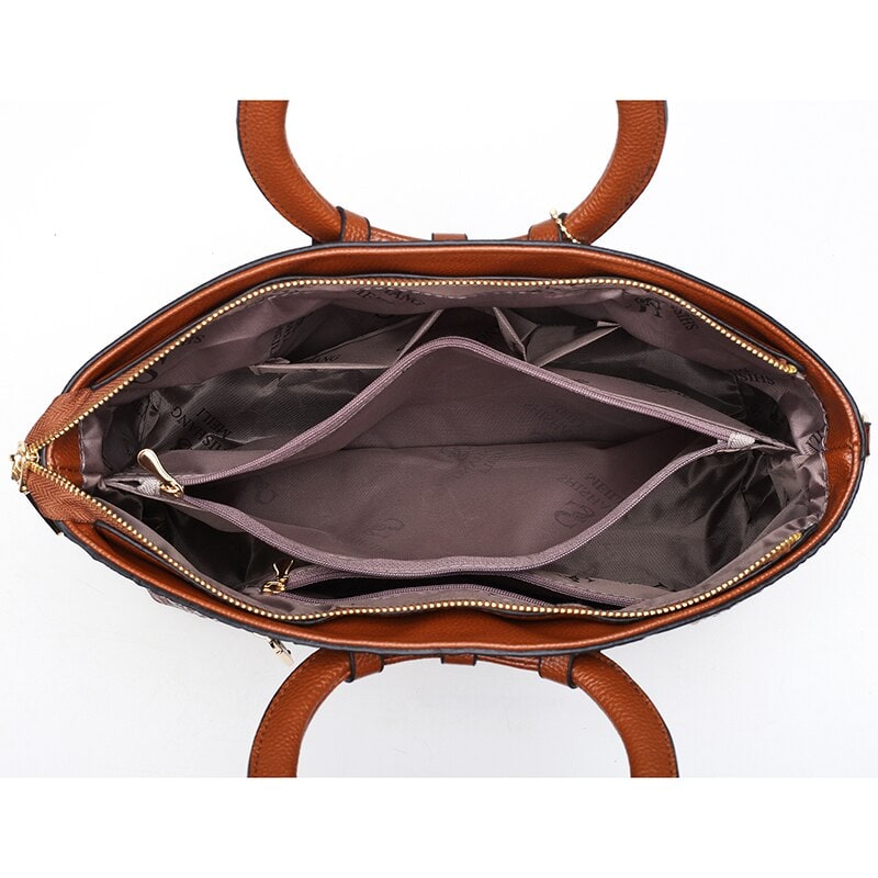 Women's Bags Leather Handbag with Crocodile Embossed Faux and Gold Hardware - Image 9