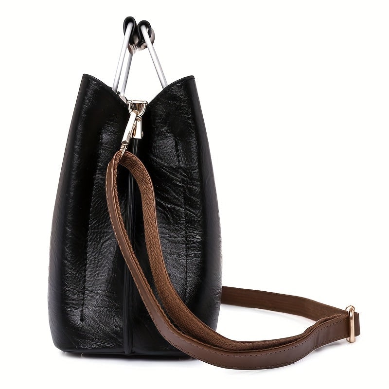 Women's Bags Textured Faux Leather Crossbody Handbag with Shoulder Strap - Image 3