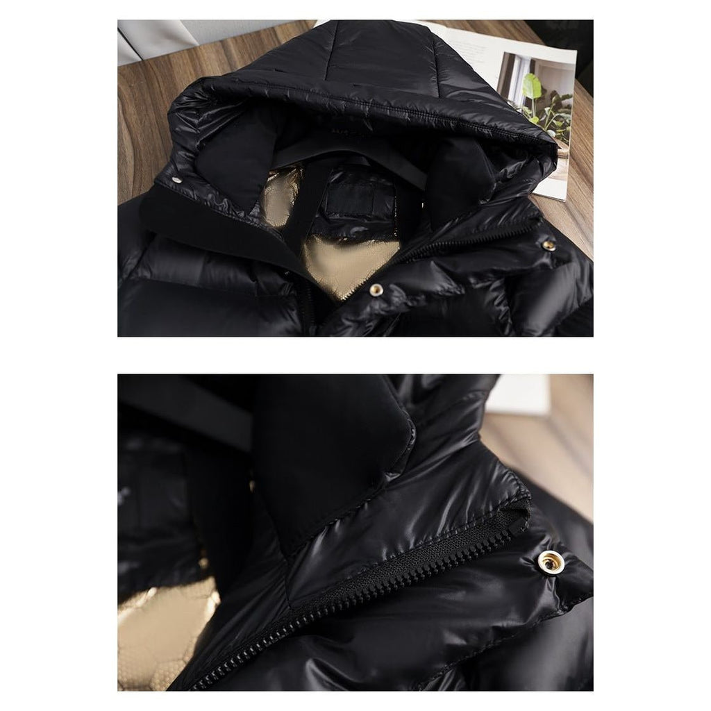 Women's Black Puffer Coat with Hood Waterproof Winter Quilted Long Jacket - Image 10