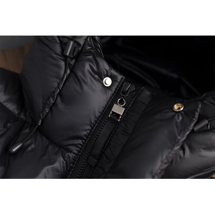 Women's Black Puffer Coat with Hood Waterproof Winter Quilted Long Jacket - Image 12